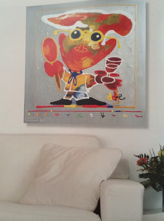AD VERSTIJNEN, schilderij: acrylverf op linnen 'TopKok (100x100 cm.)' kopen? Bied vanaf 275!