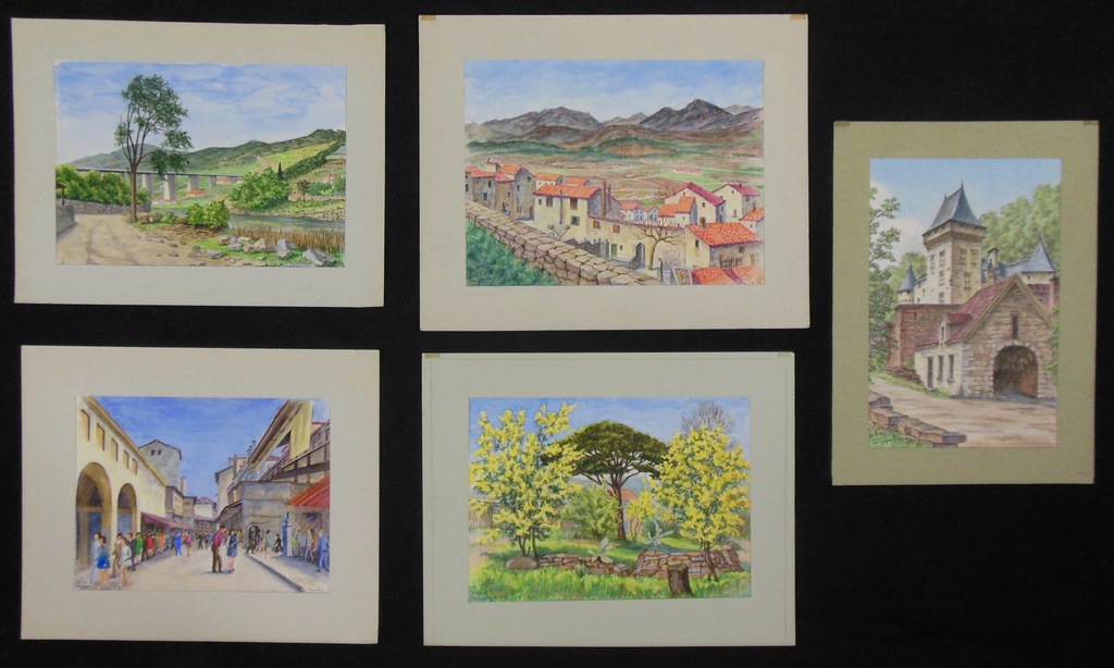 Jan P.H. de Vries: Lot met 4 aquarellen + een potloodtekening kopen? Bied vanaf 1!