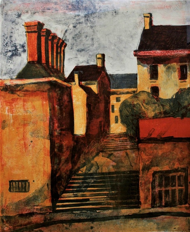 Jeroen Hermkens; kleurenlitho, Fecamp verkocht voor € 230!