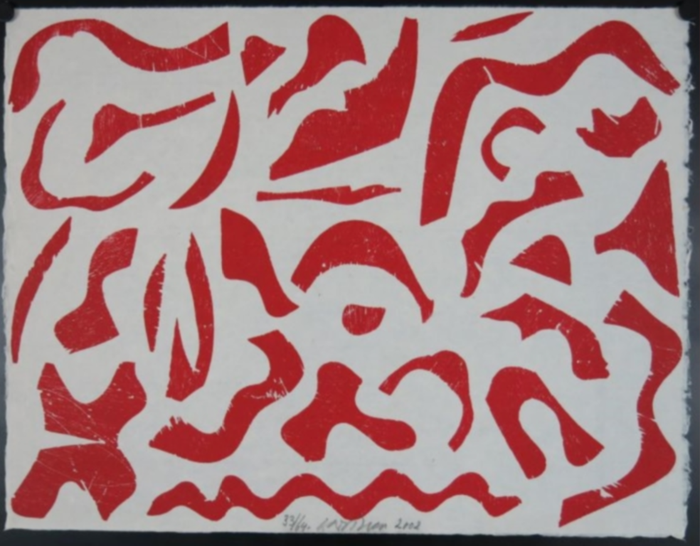 Carel Visser: Houtdruk op Japans papier, Rood verkocht voor € 80!