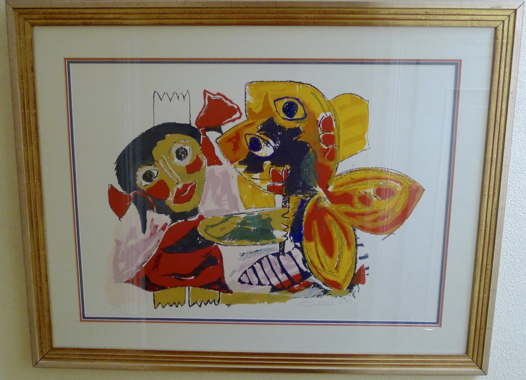John Lie a Fo,  met drie passe-partouts en getrapte lijst, lithografie,1993,  verkocht voor € 130!