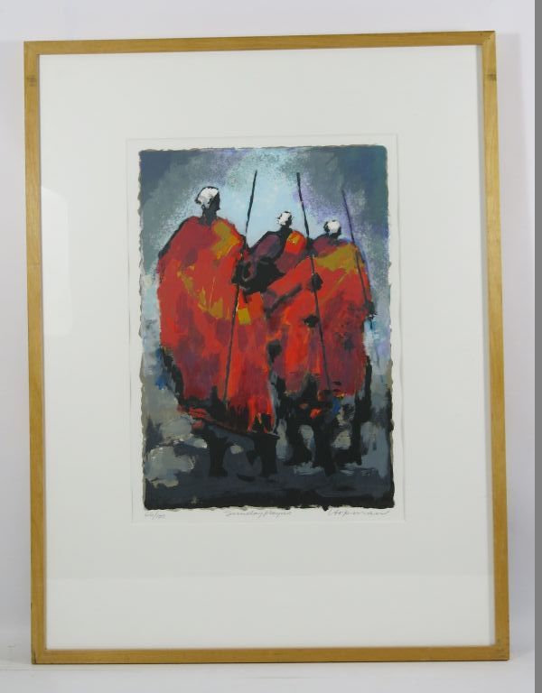 Machiel Hopman: Litho, Sunday prayers - Ingelijst verkocht voor € 70!