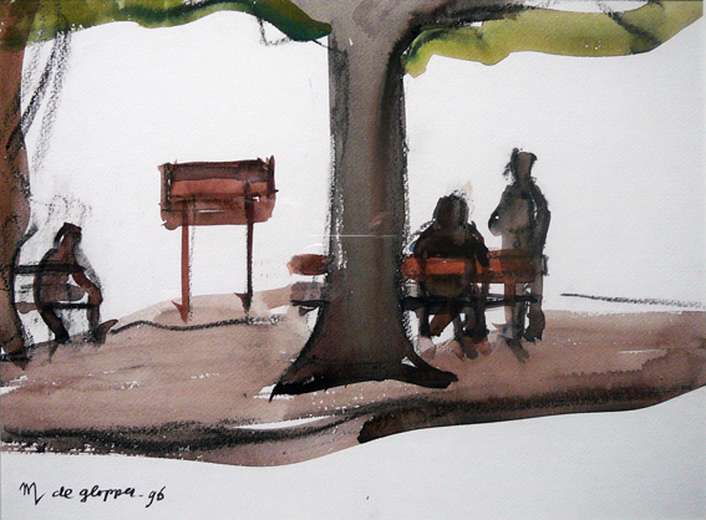 Marjan de Glopper - Marjan de Glopper: 'In Kourim' -aquarel 1996- kopen? Bied vanaf 1!