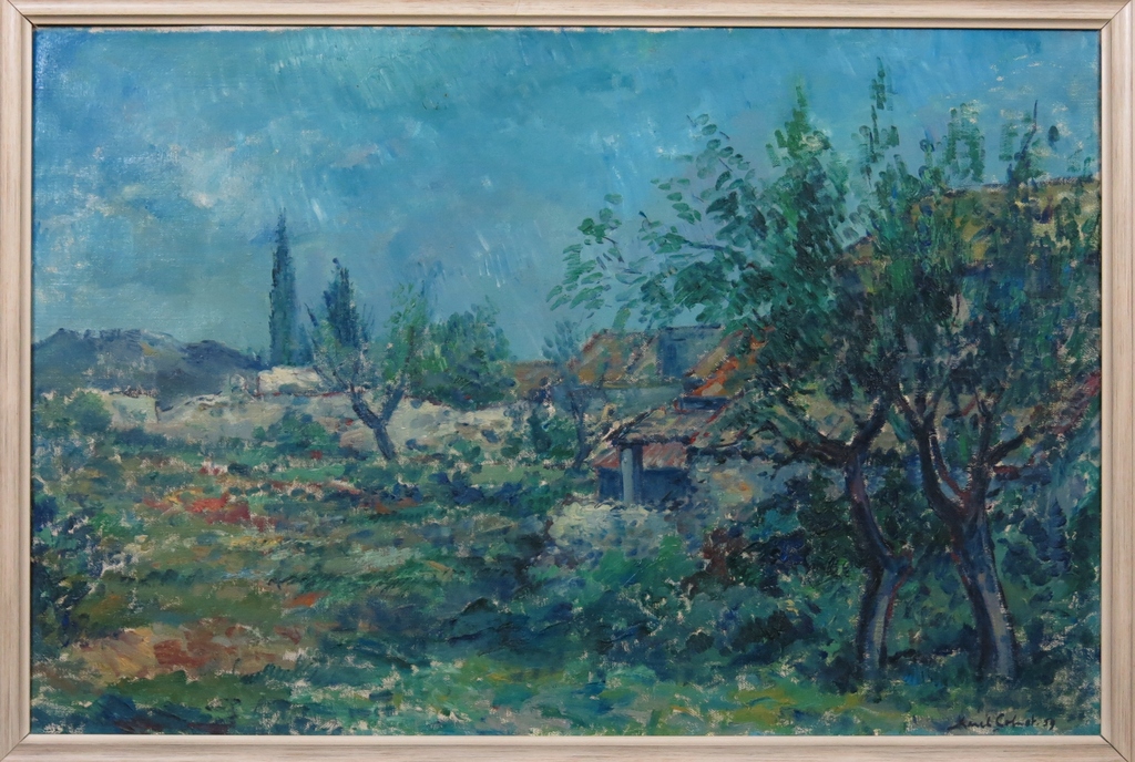 Karel Colnot: Olieverf op doek, Mediterraans landschap - Ingelijst kopen? Bied vanaf 650!