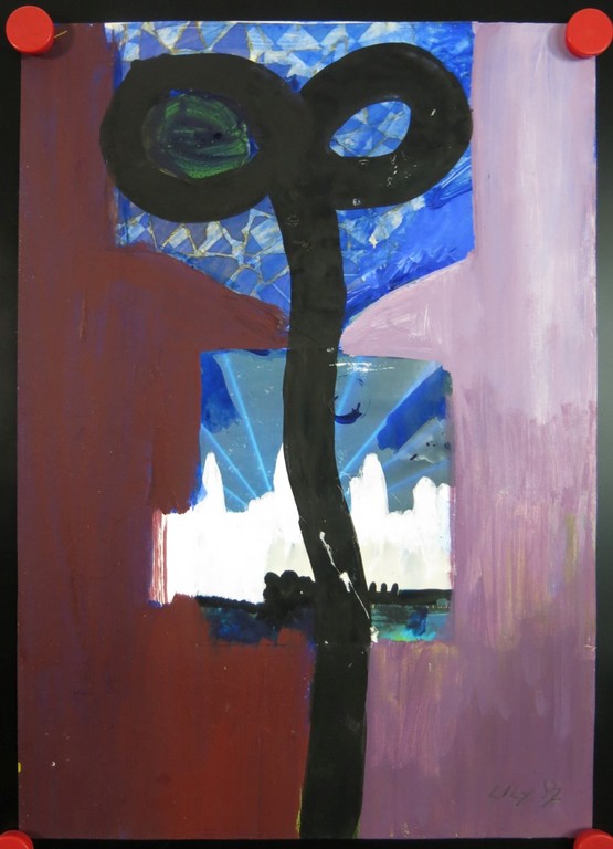 Lily Derksen: Acryl en collage, Zonder titel kopen? Bied vanaf 1!
