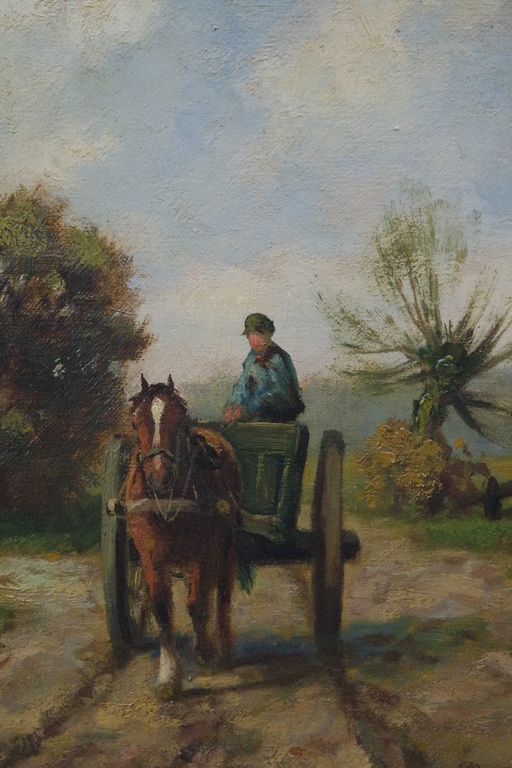 Martinus J. Nefkens (1866-1941) - olieverf op doek- landschap met paard en wagen kopen? Bied vanaf 290!