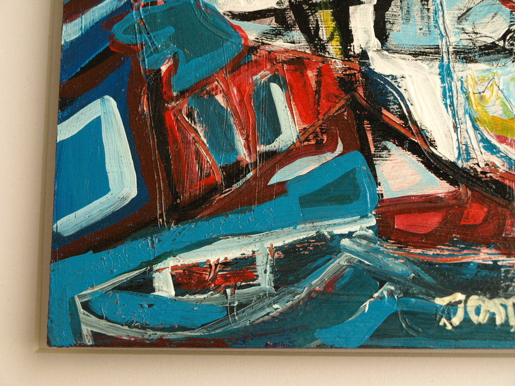 Jasper Banen : Acrylverf op paneel , Havengezicht – ingelijst – 2003  kopen? Bied vanaf 75!