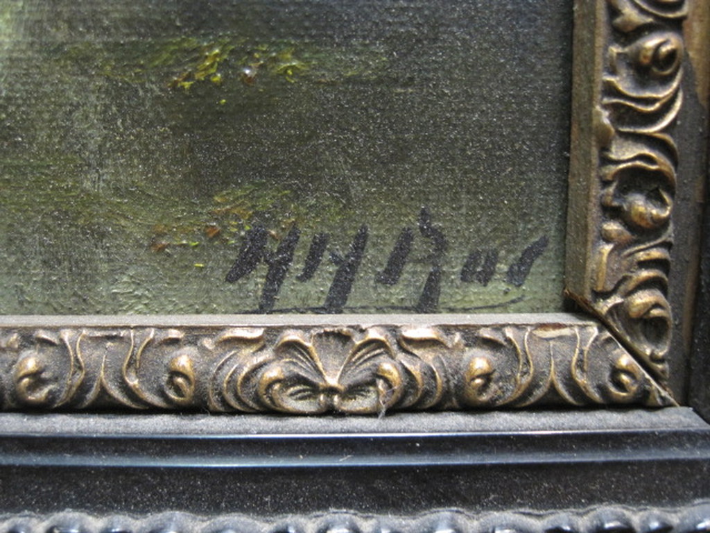 Henricus Rol (1906-1992) olieverf "landschap met bosven " gesigneerd ca 1940  kopen? Bied vanaf 1!