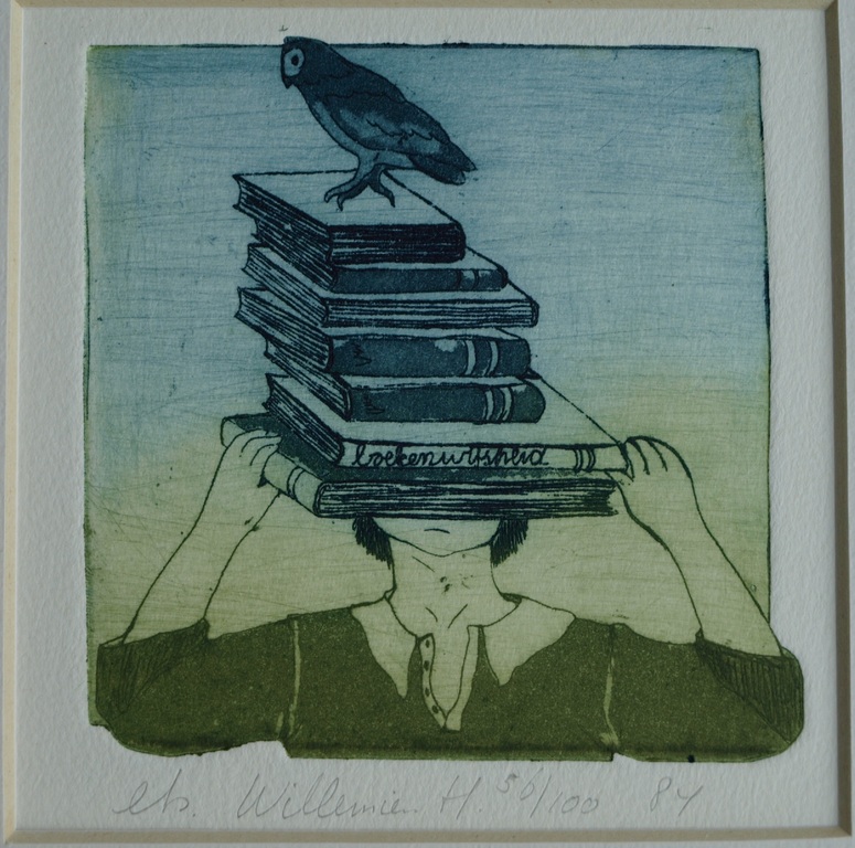 Willemien Holterman : Ets – Boekenwijsheid – Gesigneerd – 1984 kopen? Bied vanaf 1!