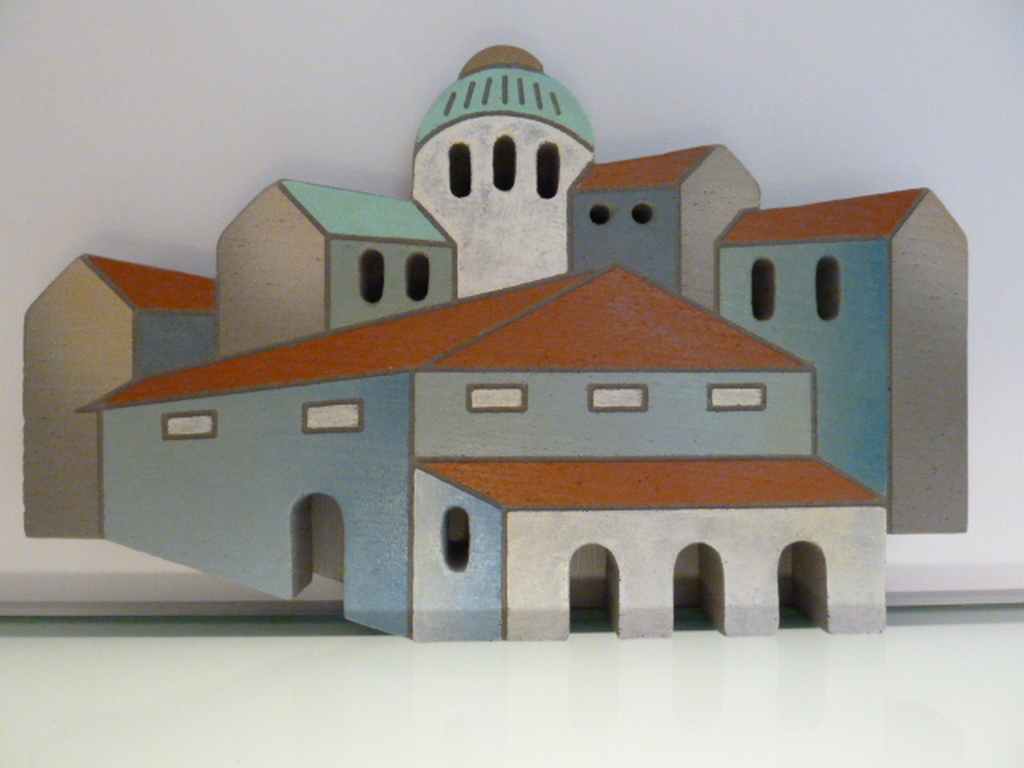 Stenen relief (wand/staand) - “Mediterraans dorpsgezicht” verkocht voor € 50!