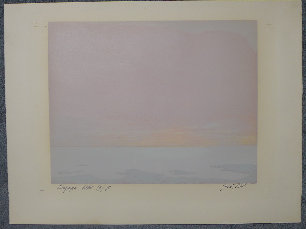 Fred Koot, litho, titel Lingayen oplagenummer 19/45 beeldformaat 34.7 x 45. cm.  verkocht voor € 50!