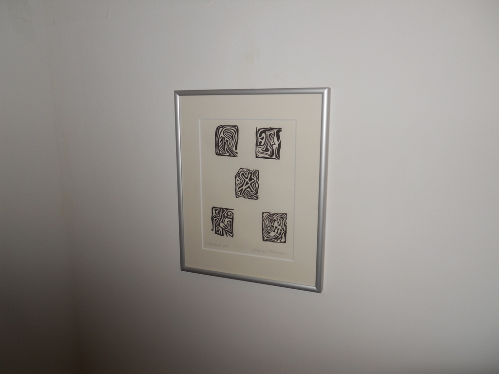 Henc van Maarseveen, linosnede, titel : 5 denksels 1968 kopen? Bied vanaf 30!