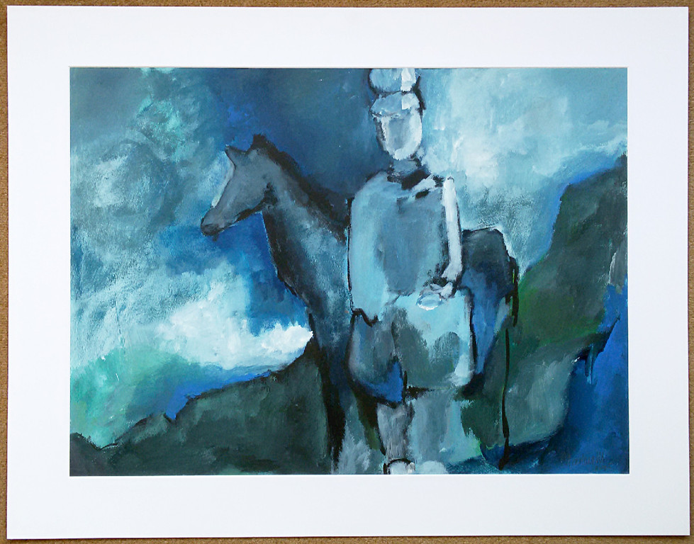 Mens en paard, acrylverf op papier (groot) kopen? Bied vanaf 1!