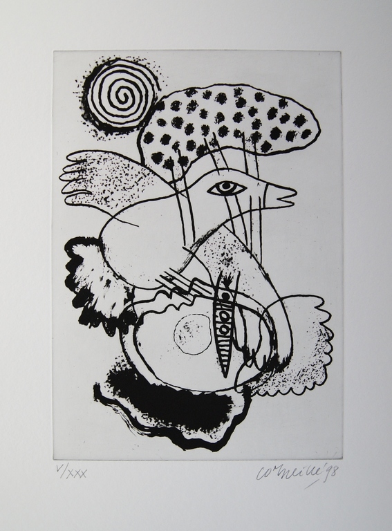 Corneille gesigneerde ets uit 1998.  verkocht voor € 160!