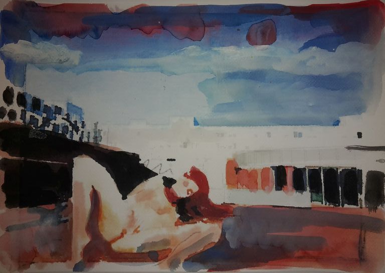 Peter Klashorst - Stopera Amsterdam - gemengde techniek op papier - gesigneerd kopen? Bied vanaf 65!