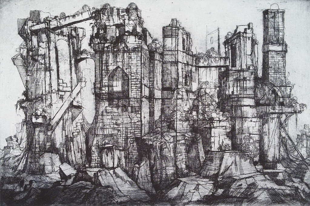 William (Dirkje) Kuik - Afgebrand huis, ets (ATP en zonder 10 euro toeslag!) kopen? Bied vanaf 1!