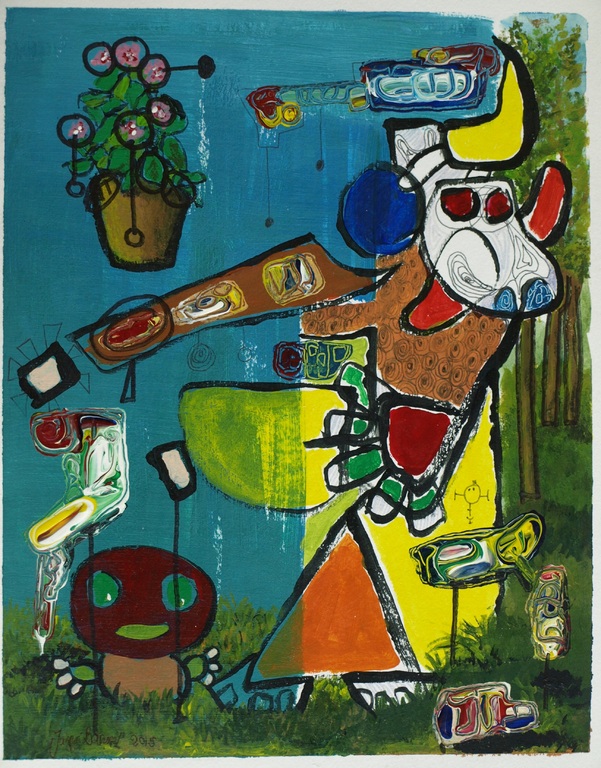 Jasper Banen (1962) : Gemengde techniek , Koe - > Sateliet - ingelijst – 2015  vendu pour 65€ !