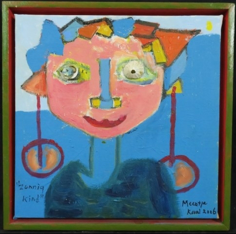 Meertje Kaal: Acryl op doek, Zonnig kind - Ingelijst verkocht voor € 45!