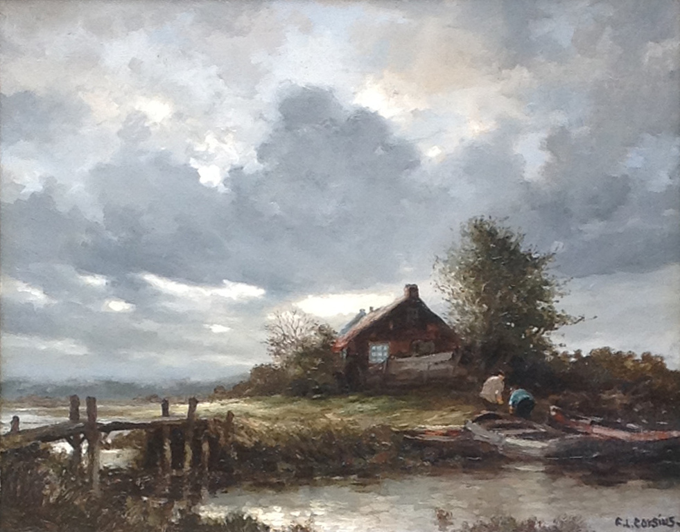 FL Corsius, olie op doek. boerderij aan een vaart kopen? Bied vanaf 100!