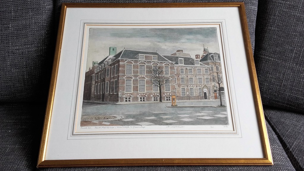 Freerk Los - Bank Mees & Hope, Kneuterdijk Den Haag - Ingekleurde Ets kopen? Bied vanaf 1!