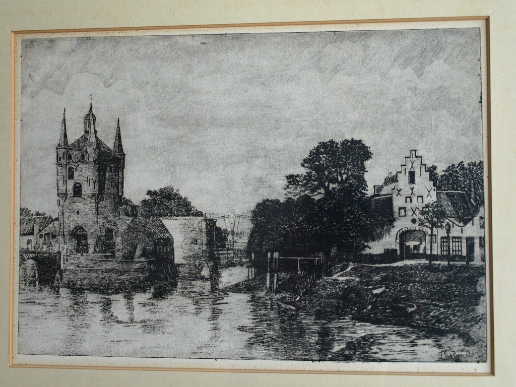 Frans de Groen :  2 Etsen , Dag en Nacht â�� ingelijst â�� ca 1945 kopen? Bied vanaf 35!