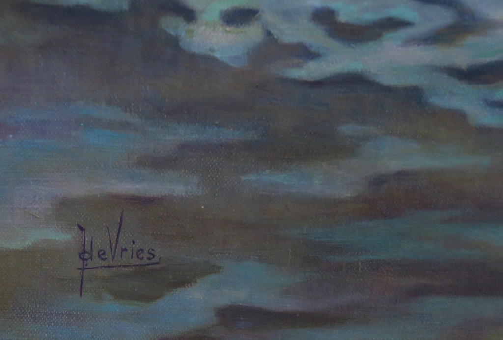 Jan Ph. A. de Vries: Olieverf op doek, Zee - Ingelijst kopen? Bied vanaf 1!