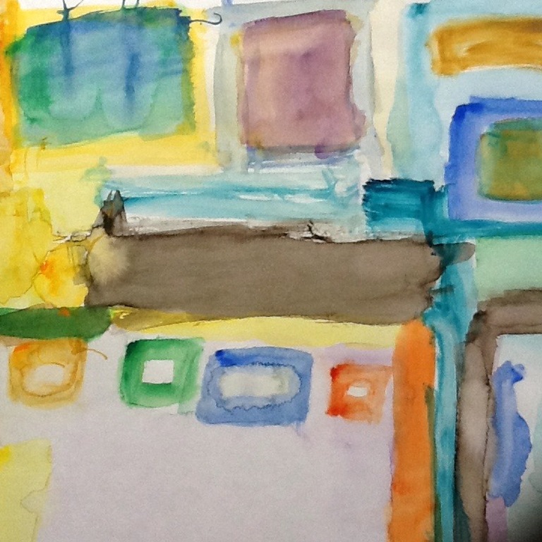 grote moderne aquarel in passe-partout kopen? Bied vanaf 1!