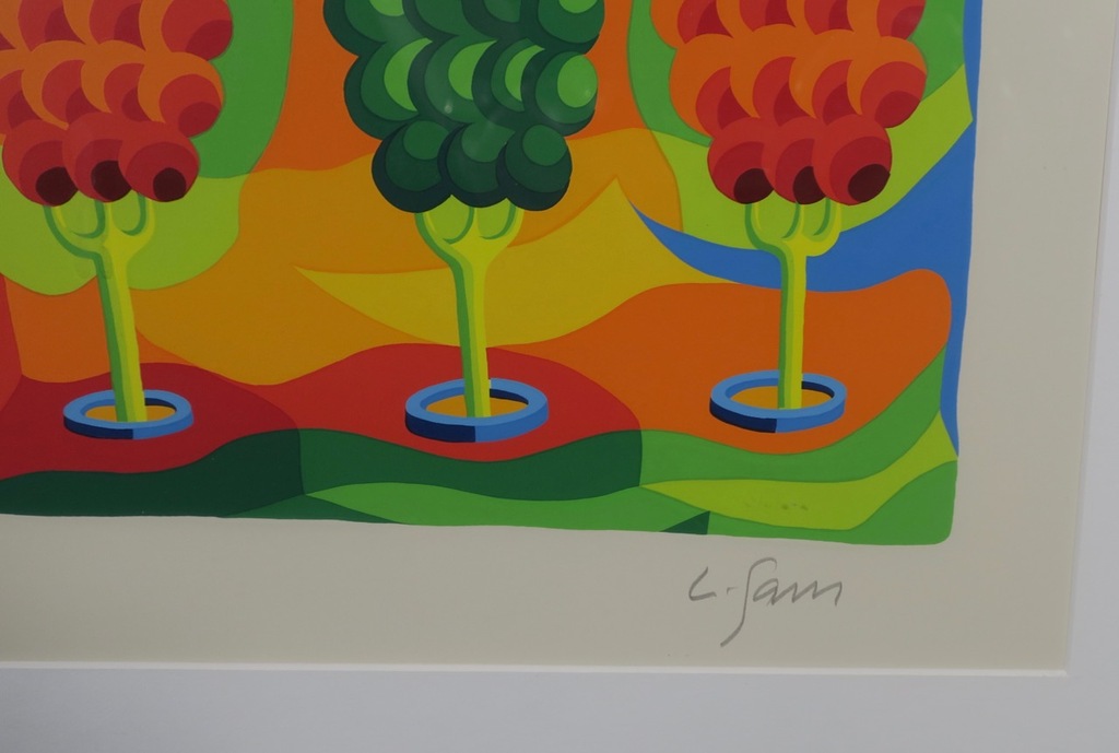 Louis Gans: Zeefdruk, Paradijselijk landschap II - Ingelijst kopen? Bied vanaf 1!