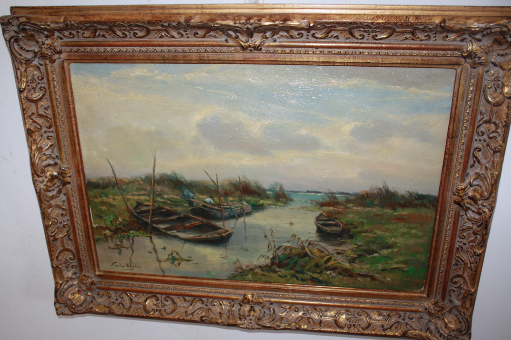 R KLEIN - POLDER MET VISSERS EN HUN BOTEN AAN HET WERK kopen? Bied vanaf 1!