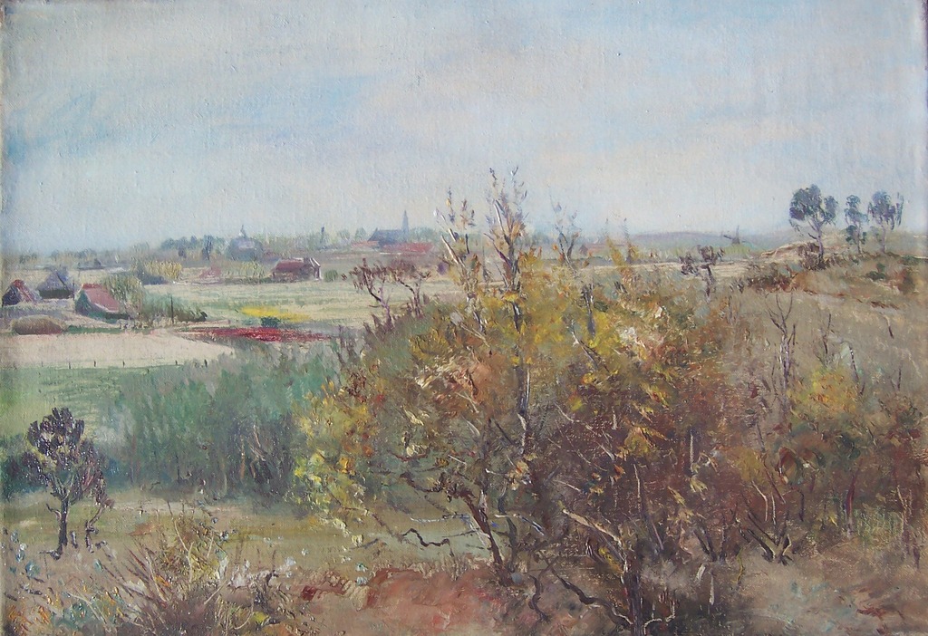 J.J. Moolhuizen, Zomers landschap, voluit gesigneerd, 1946 kopen? Bied vanaf 100!