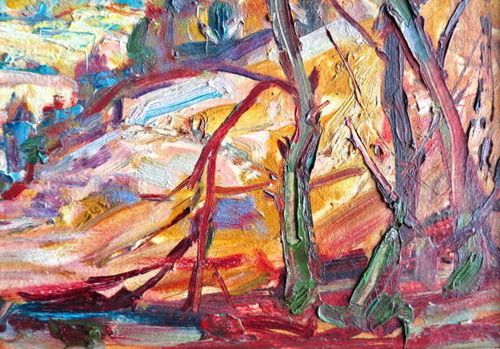 Frans van Veen - Impressionistisch Berglandschap - olieverf op paneel -ingelijst kopen? Bied vanaf 1!