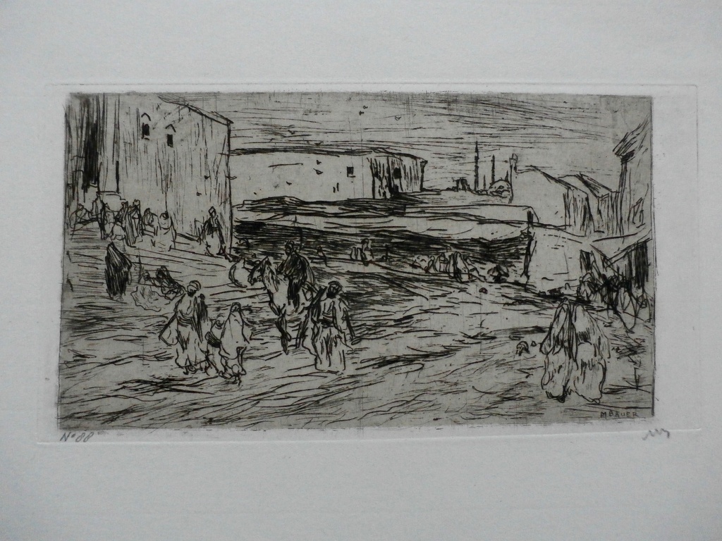 Marius Bauer - ets: buitenwijken van Stamboel - 1889 kopen? Bied vanaf 85!