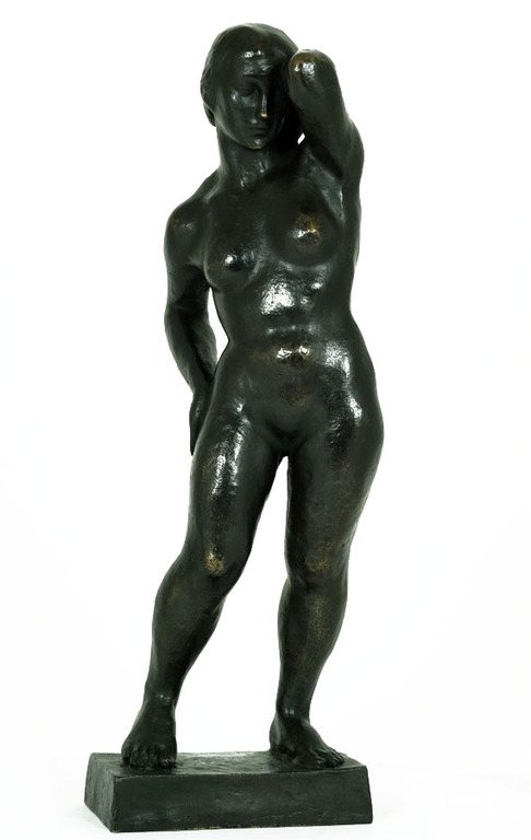 Fred Carasso - Bronzen sculptuur van staand vrouwelijk naakt verkocht voor € 2600!