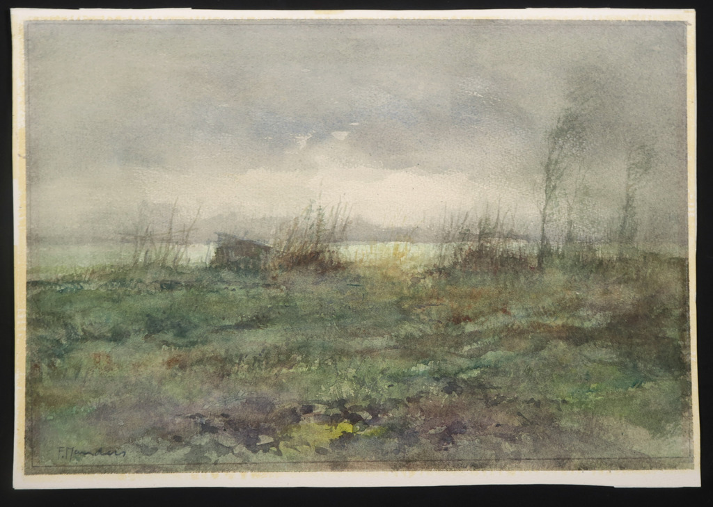 Frans Manders: Aquarel, Landschap kopen? Bied vanaf 1!