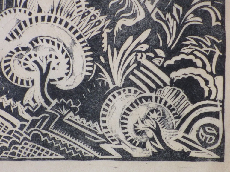 Henri van der Stok, Faun en Merel, Houtsnede kopen? Bied vanaf 35!