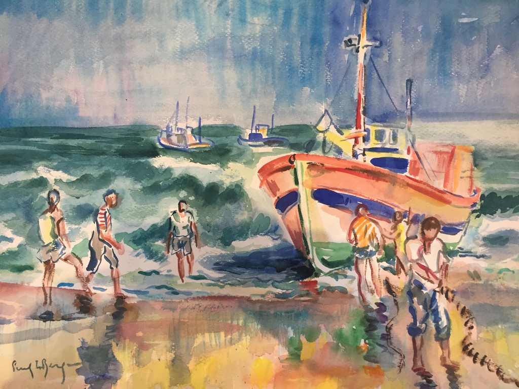 Freek van den Berg   Originele Aquarel  Boot Strand sold for € 150!