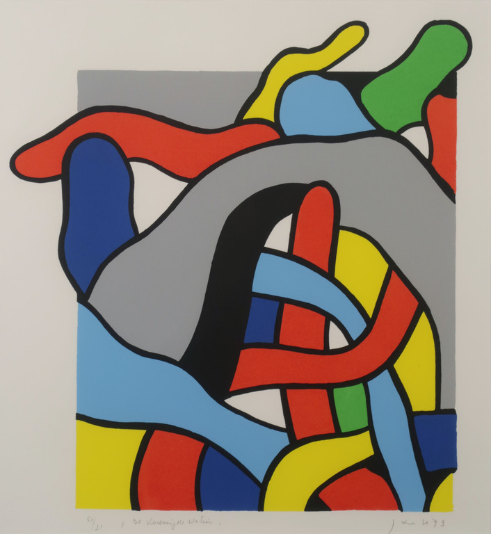 Jan Snoeck: Zeefdruk, De Verenigde Naties - Ingelijst kopen? Bied vanaf 40!