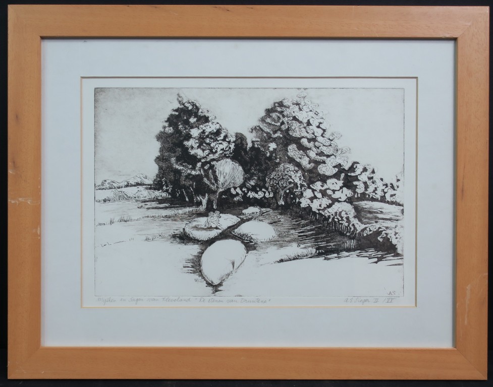 Annette Sieger: Ets en Aquatint, Mythen en Sagen van Flevoland - Ingelijst kopen? Bied vanaf 1!