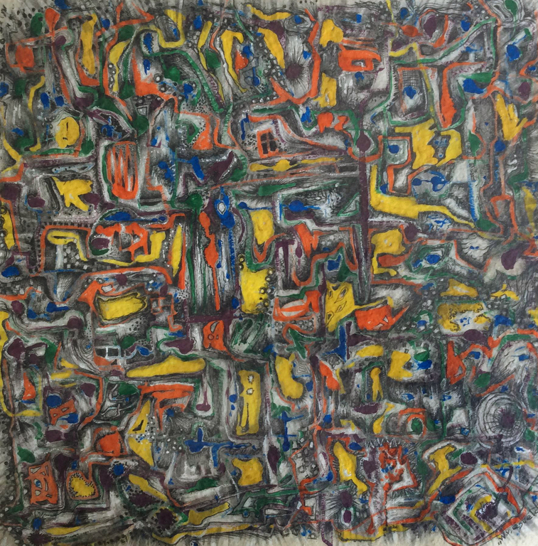 Onbekende kunstenaar - Abstract - gemengde techniek,gelijst kopen? Bied vanaf 75!