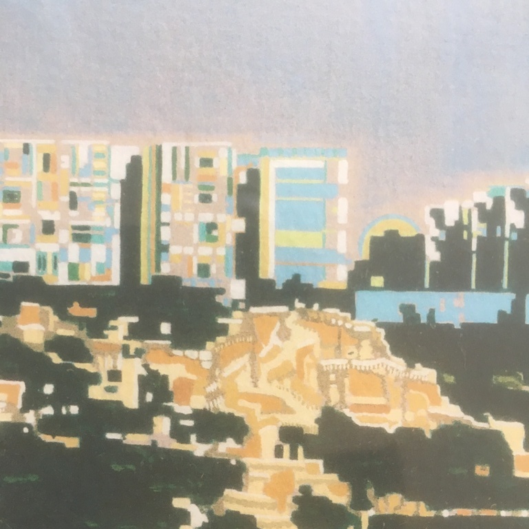 Onbekende kunstenaar -Zeefdruk- constructivistisch landschap monogram WM kopen? Bied vanaf 1!