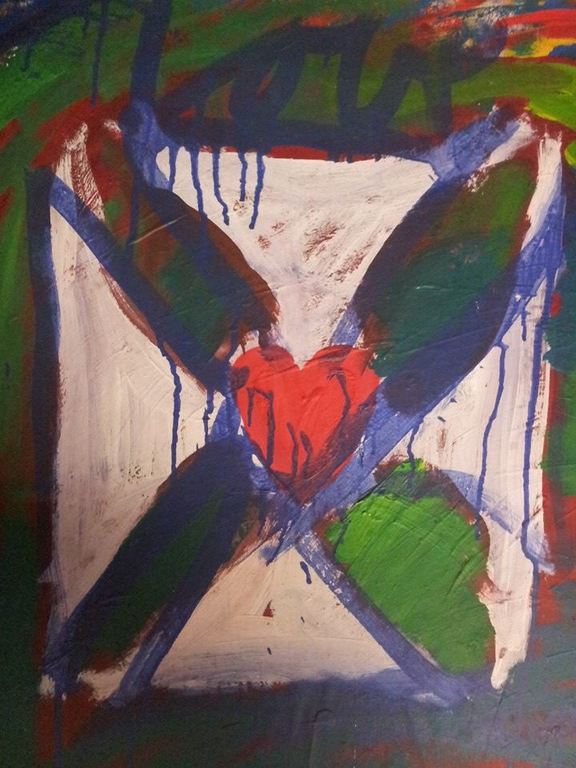 Peter Klashorst 1957-  LOVE''  Acryl op Board - Zeldzaam Vroeg werk ! Gesigneerd en Gedateerd 1983 kopen? Bied vanaf 125!