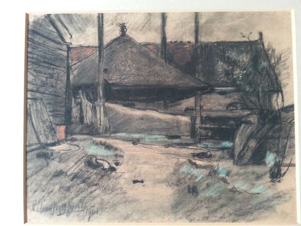 Piet van Wijngaerdt - krijttekeningen - Boerderijen kopen? Bied vanaf 180!