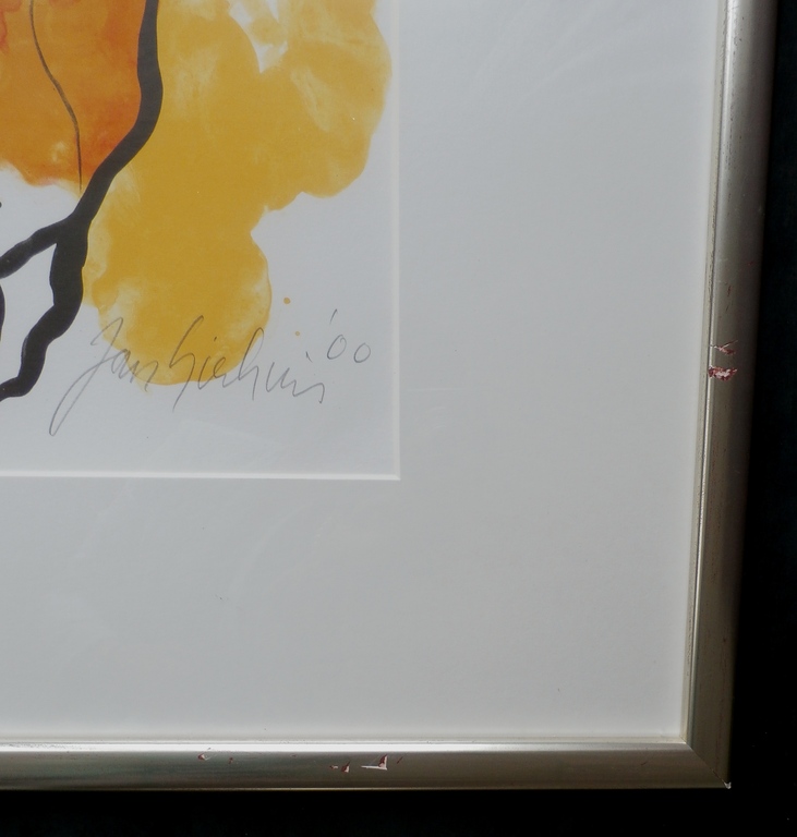 Jan Sierhuis - Jan Sierhuis - Zeefdruk: figuren met wijn & Nederlandse vlaggen - 2000 kopen? Bied vanaf 70!