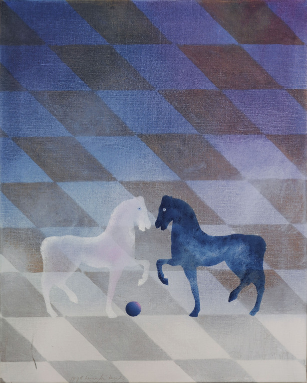 Herman Jan Bosch: Olieverf op doek, Zullen we gaan spelen? - Ingelijst kopen? Bied vanaf 1!