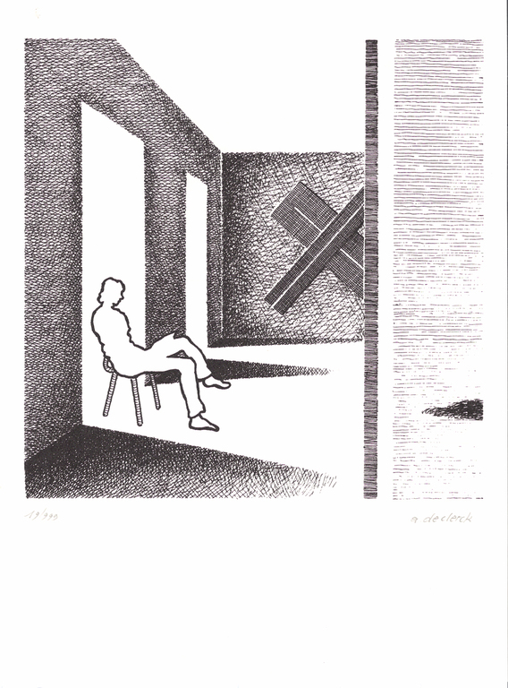 Antoon de Clerck - Zittend figuur - Gesigneerde zeefdruk - 1987 kopen? Bied vanaf 25!