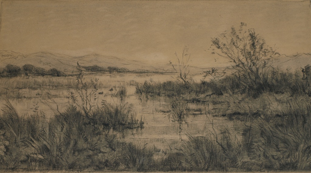 Henk Leurs : Tekening , Duinlandschap - gesigneerd & ingelijst - ca. 1945 kopen? Bied vanaf 1!