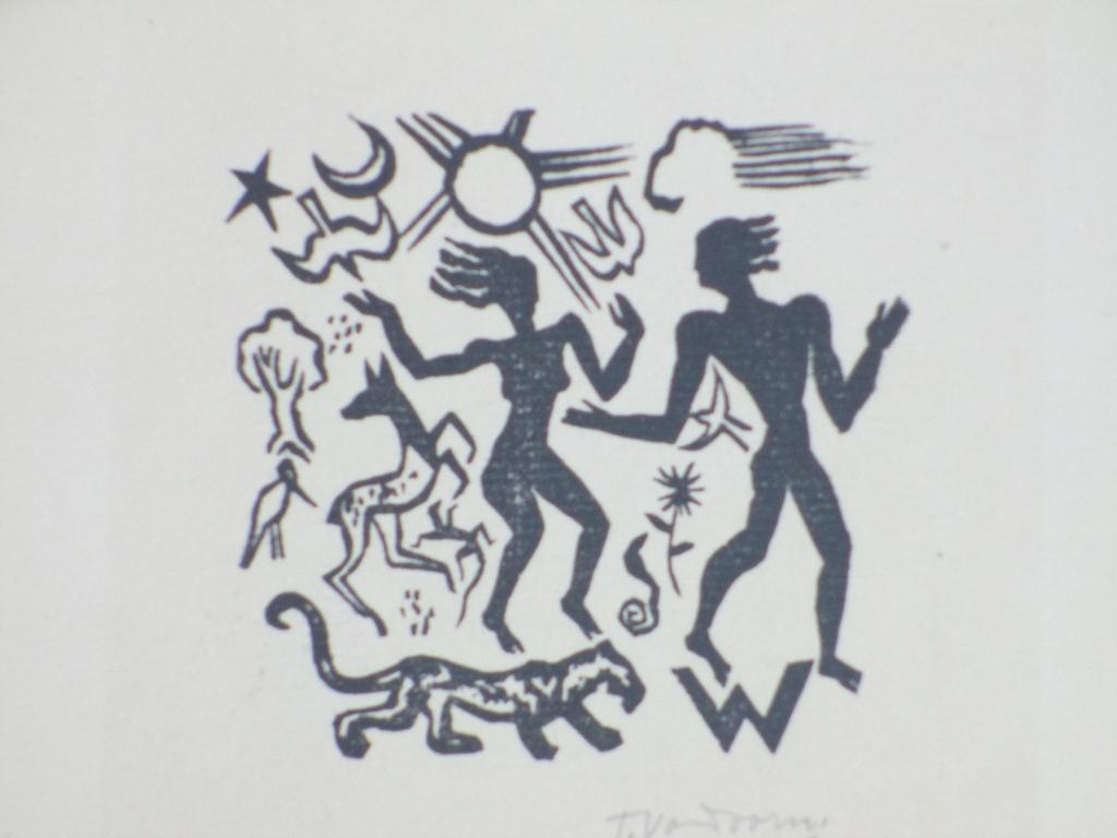 Tinus van Doorn, Houtsnede 1932, Arcadisch tafereel kopen? Bied vanaf 65!