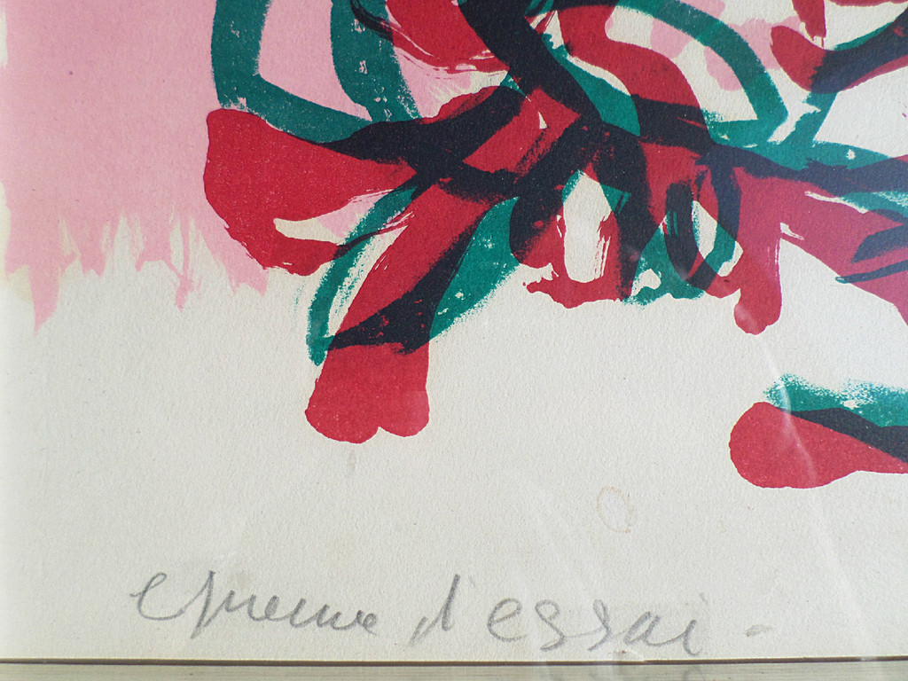 Karel Appel - Figuren in rood, groen en roze (mooi ingelijst) kopen? Bied vanaf 550!