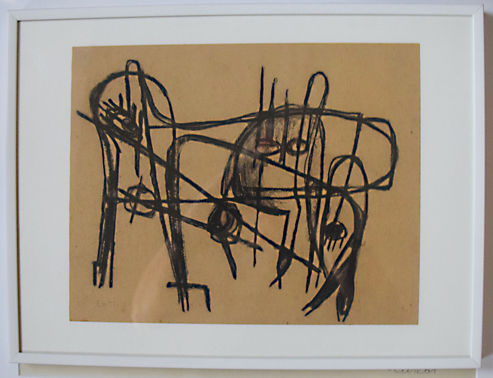 Lotti van der Gaag 1923-1999 - COBRA(achtige) krijttekening uit 1955! verkocht voor € 245!