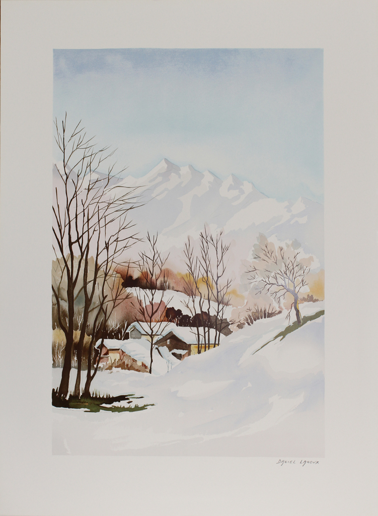 DANIEL LANOUX - VUE DANS LES ALPES, Lithografie, handgesigneerd, oplage 600 kopen? Bied vanaf 1!
